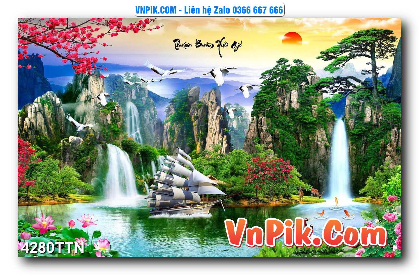 Tranh thác nước – Tranh phong thủy – Tranh treo tường mã 4280TTN
