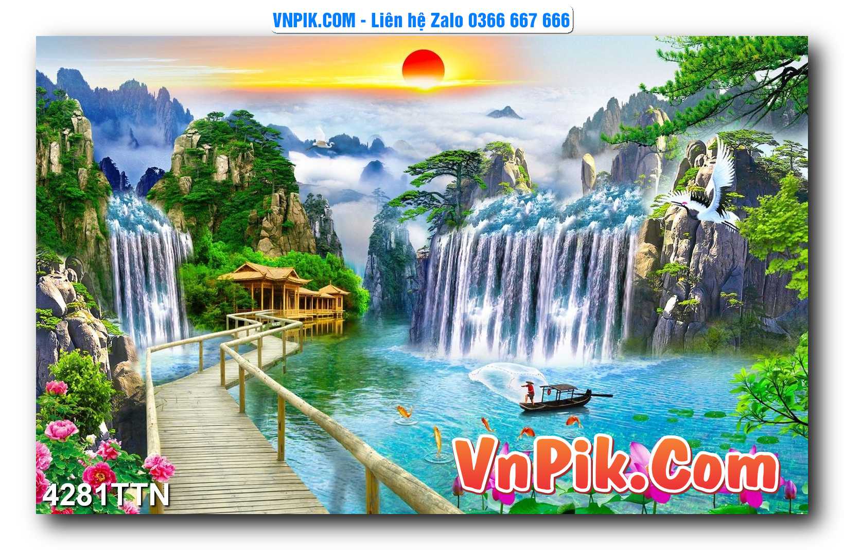Tranh thác nước – Tranh phong thủy – Tranh treo tường mã 4281TTN