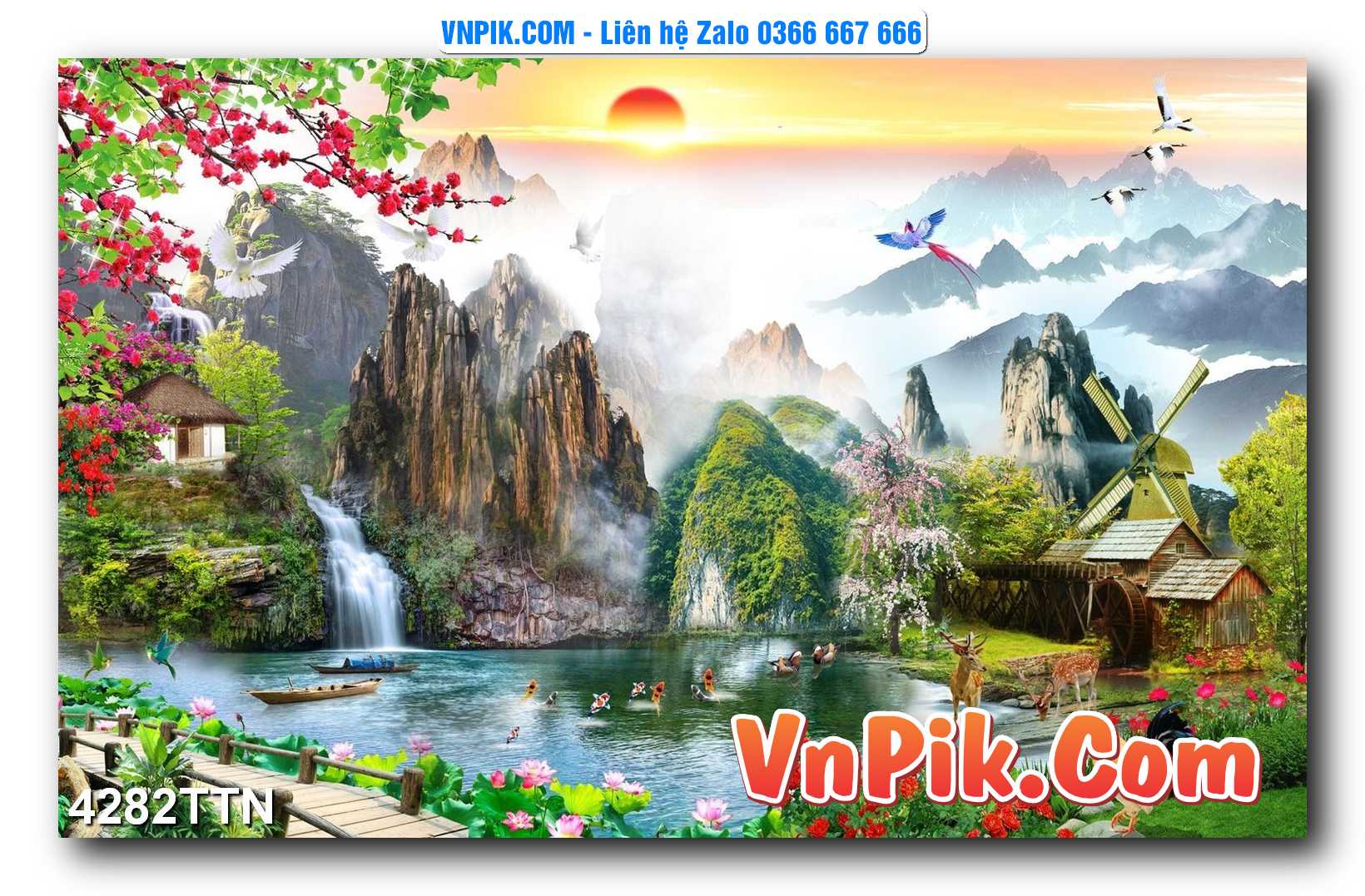 Tranh thác nước – Tranh phong thủy – Tranh treo tường mã 4282TTN
