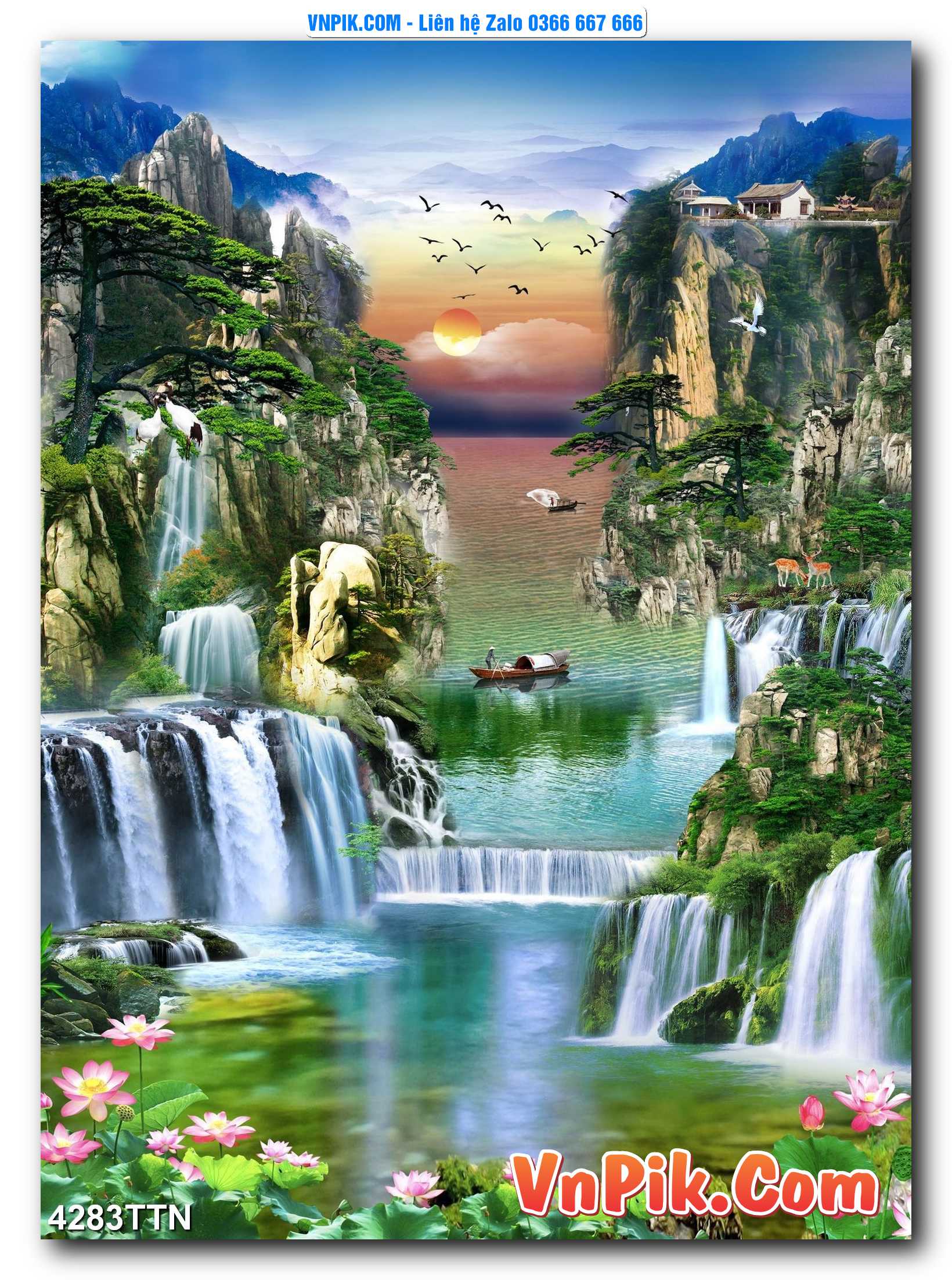 Tranh thác nước – Tranh phong thủy – Tranh treo tường mã 4283TTN