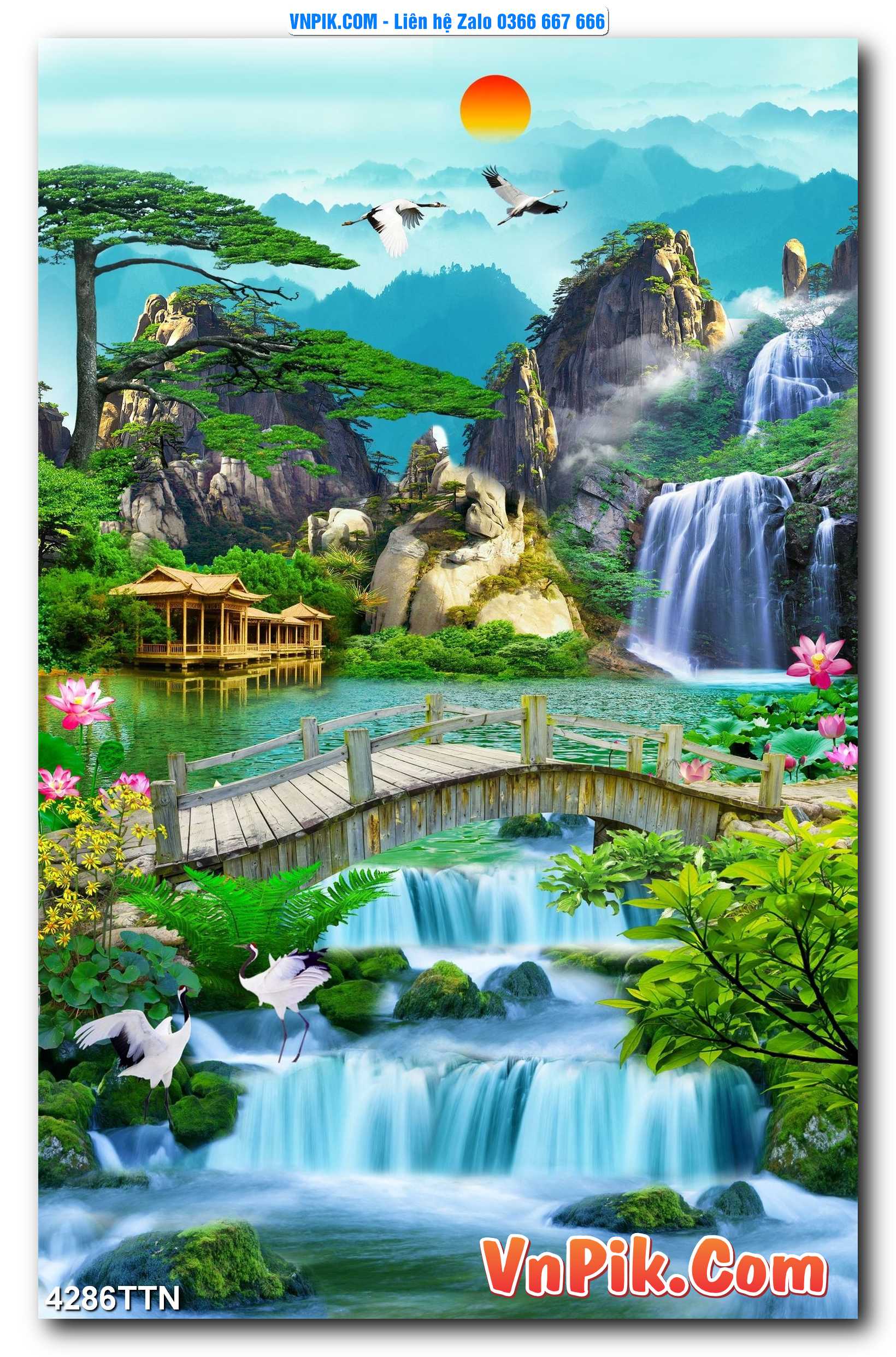 Tranh thác nước – Tranh phong thủy – Tranh treo tường mã 4286TTN