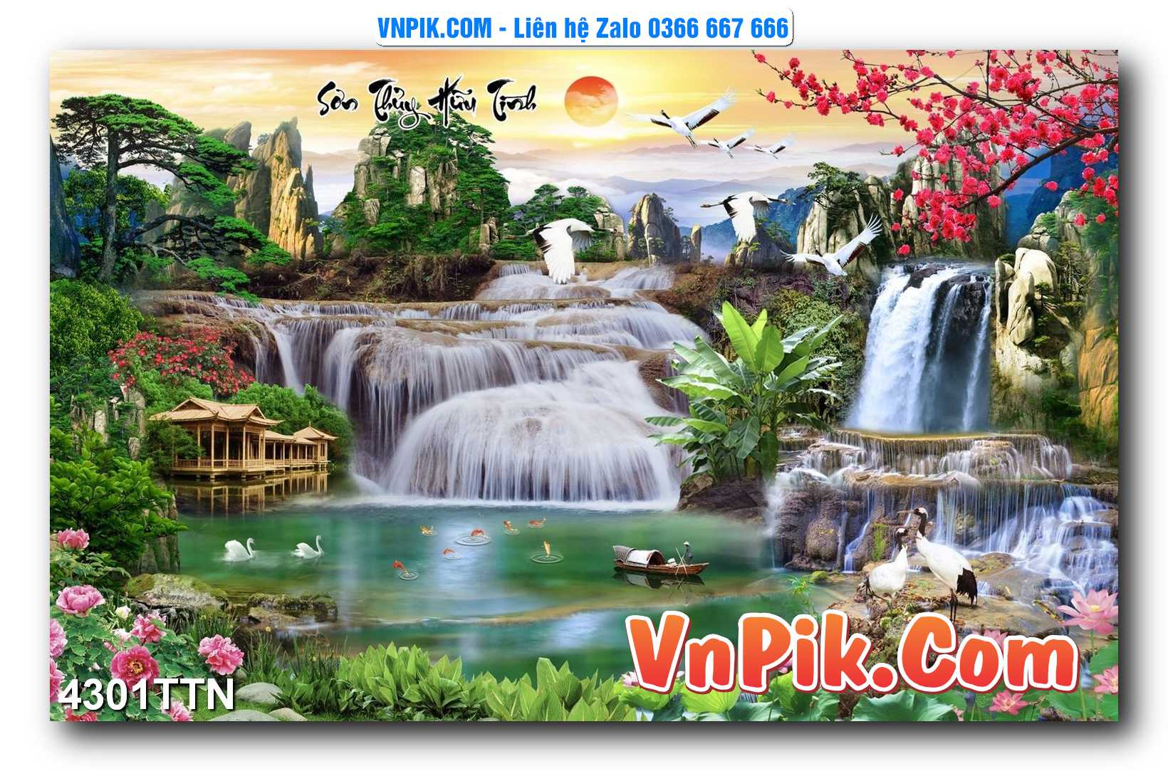 Tranh thác nước – Tranh phong thủy – Tranh treo tường mã 4301TTN