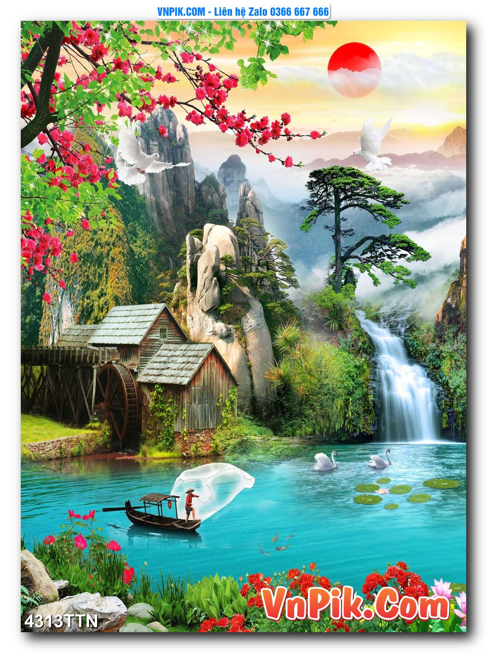Tranh thác nước – Tranh phong thủy – Tranh treo tường mã 4313TTN