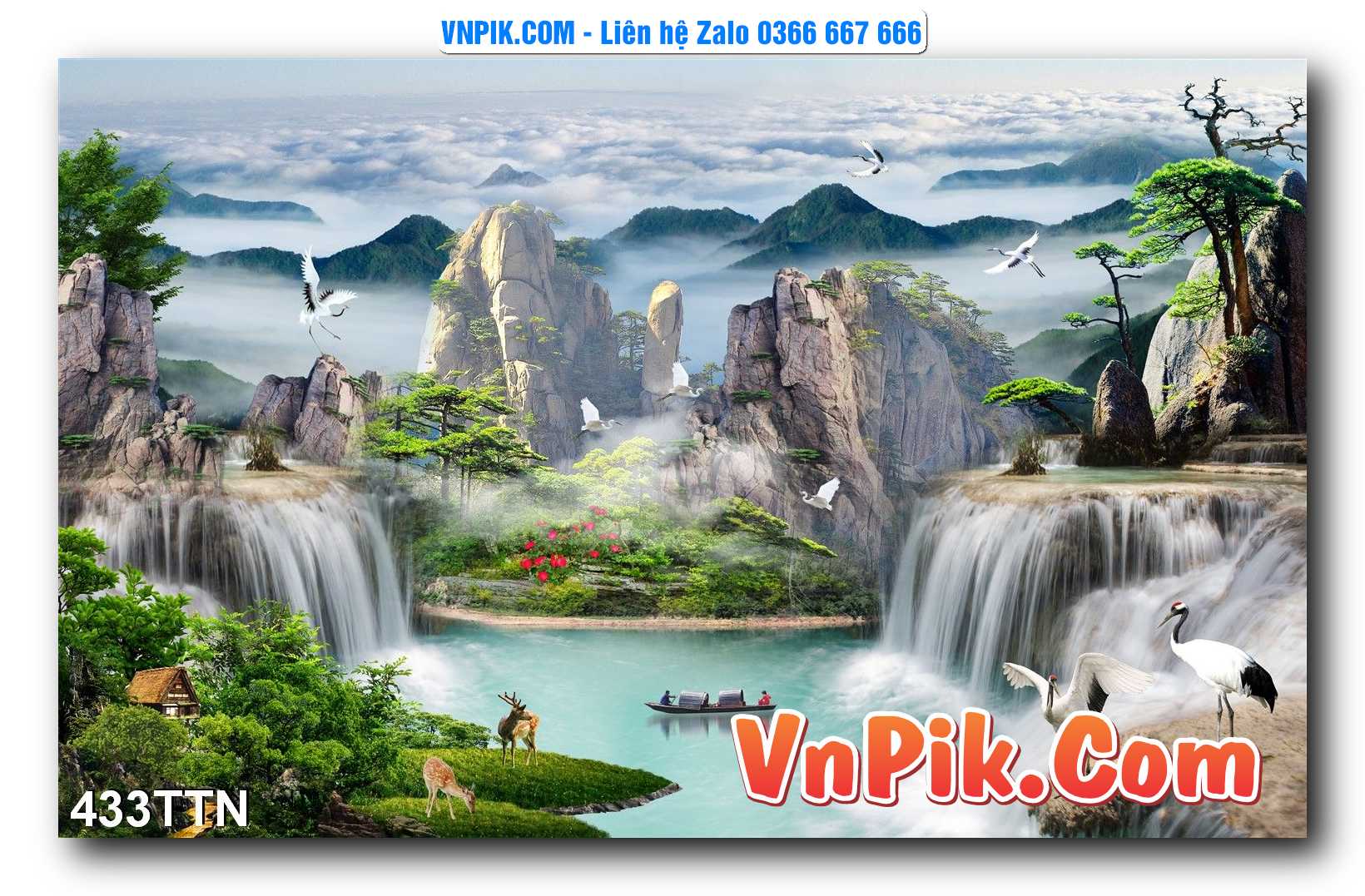 Tranh thác nước – Tranh phong thủy – Tranh treo tường mã 433TTN