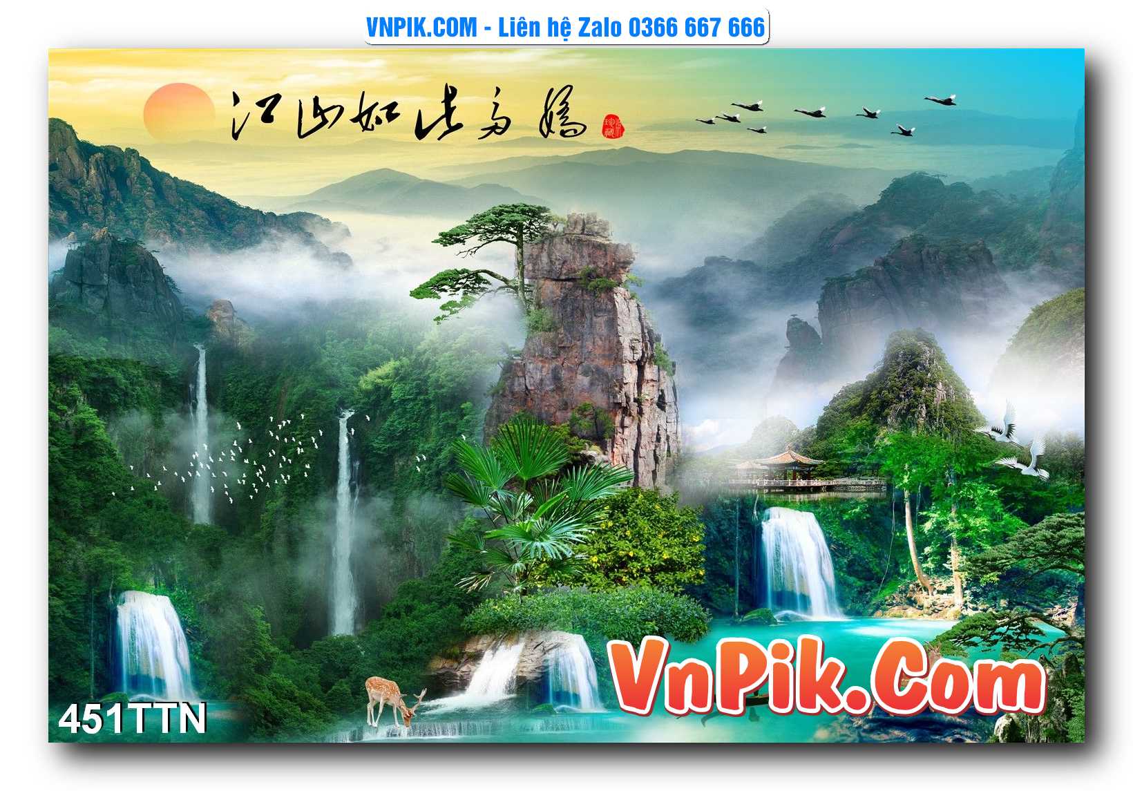 Tranh thác nước – Tranh phong thủy – Tranh treo tường mã 451TTN