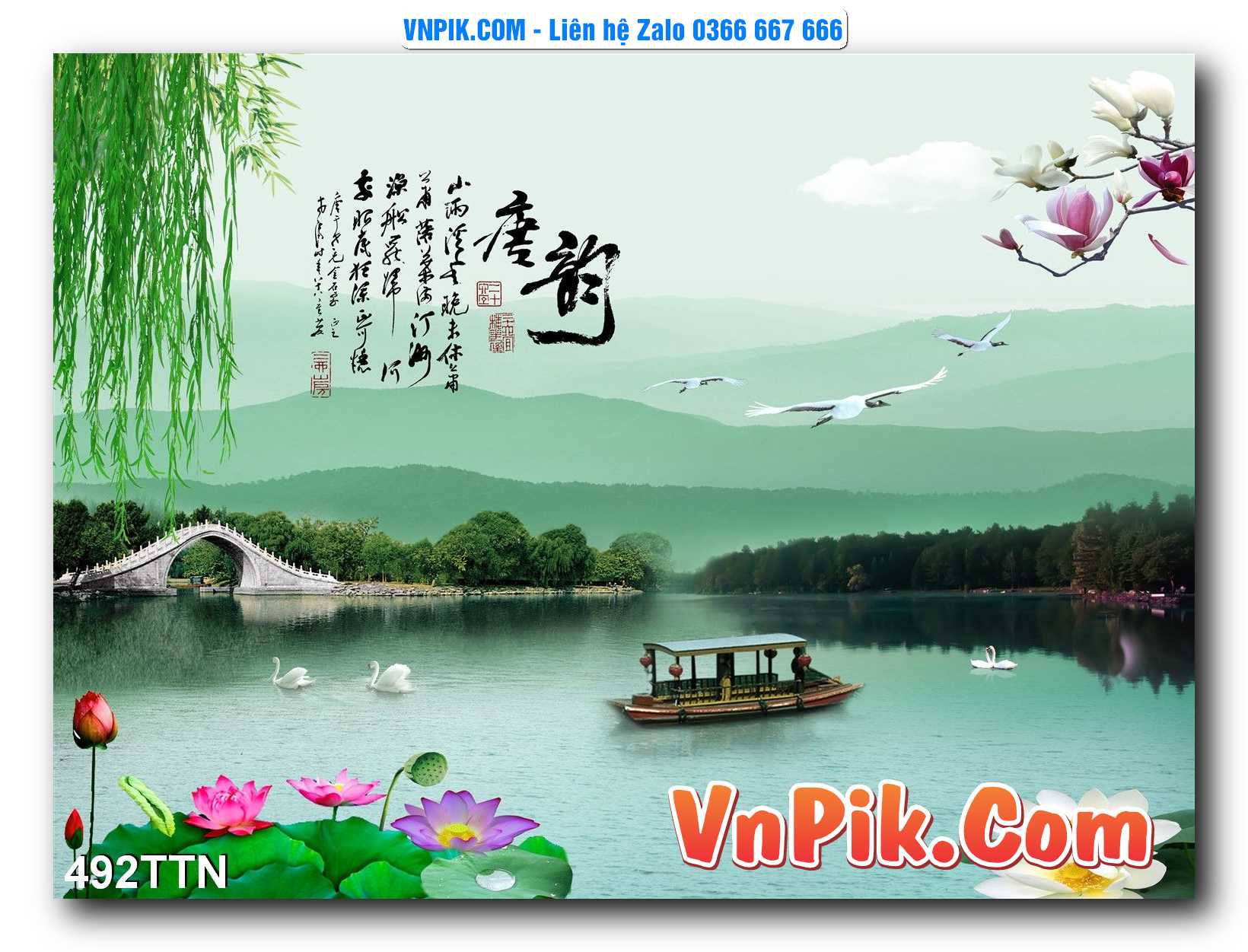 Tranh thác nước – Tranh phong thủy – Tranh treo tường mã 492TTN