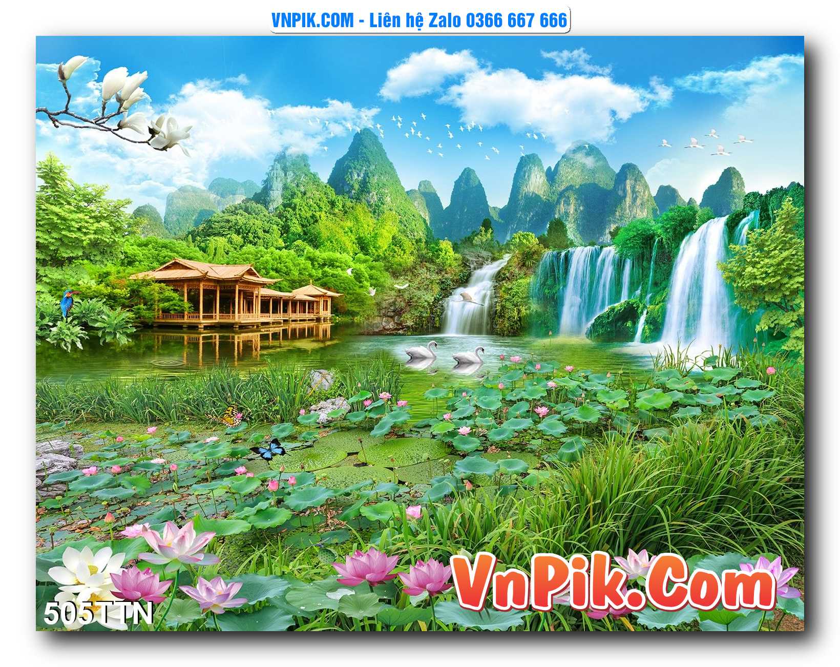 Tranh thác nước – Tranh phong thủy – Tranh treo tường mã 505TTN