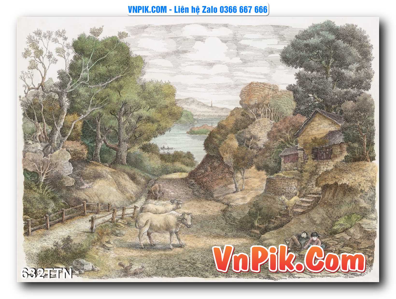 Tranh thác nước – Tranh phong thủy – Tranh treo tường mã 632TTN