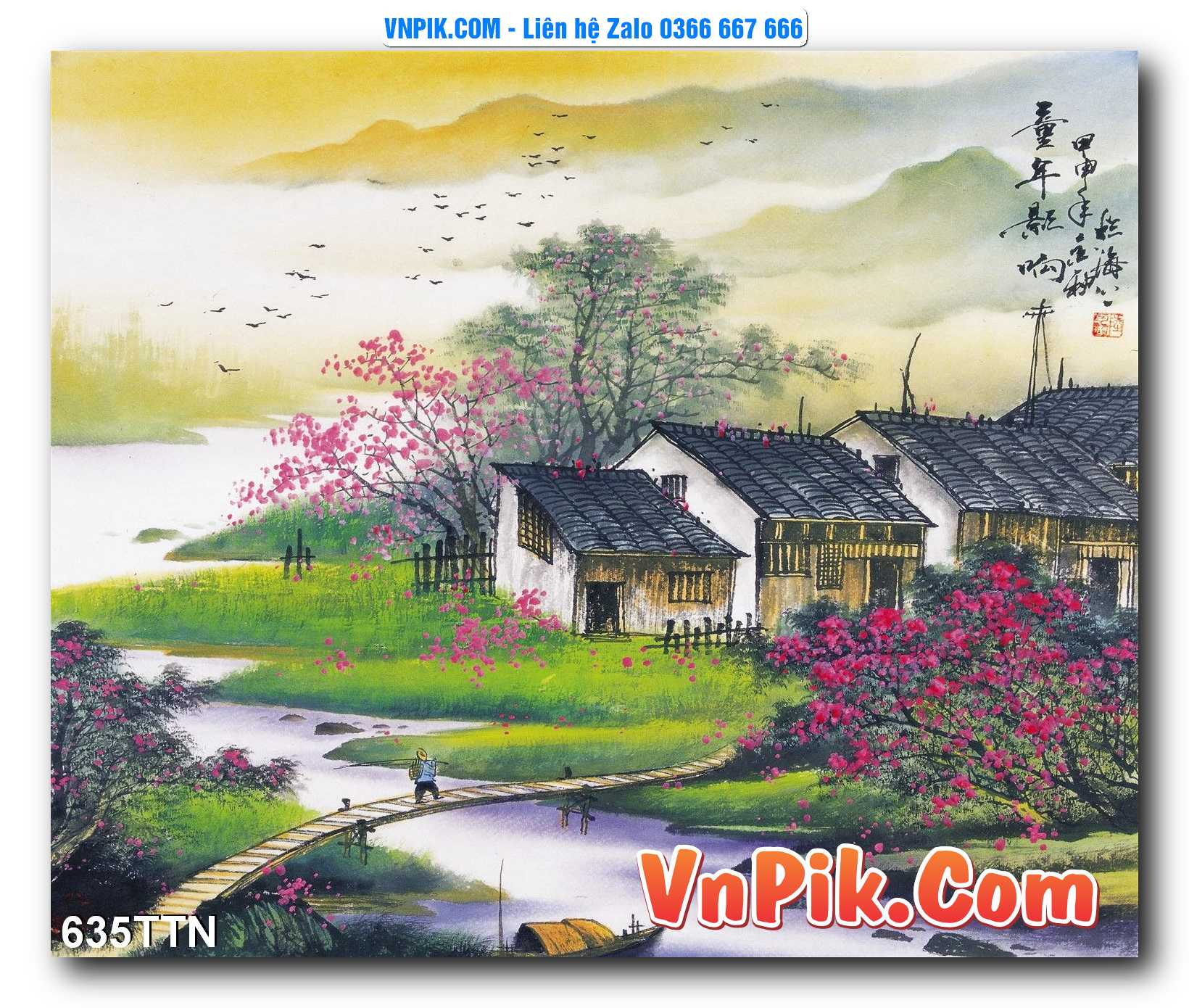 Tranh thác nước – Tranh phong thủy – Tranh treo tường mã 635TTN