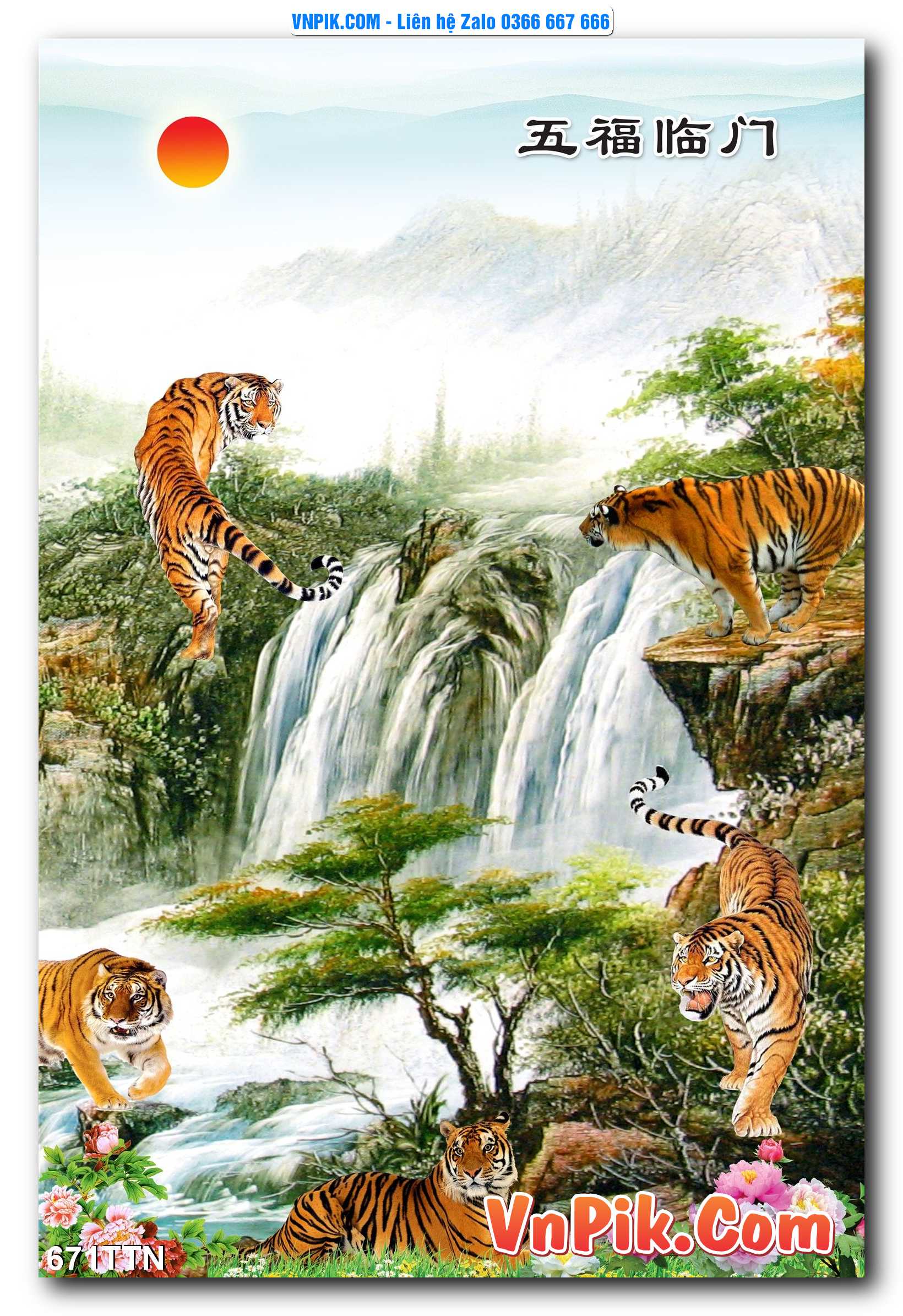 Tranh thác nước – Tranh phong thủy – Tranh treo tường mã 671TTN