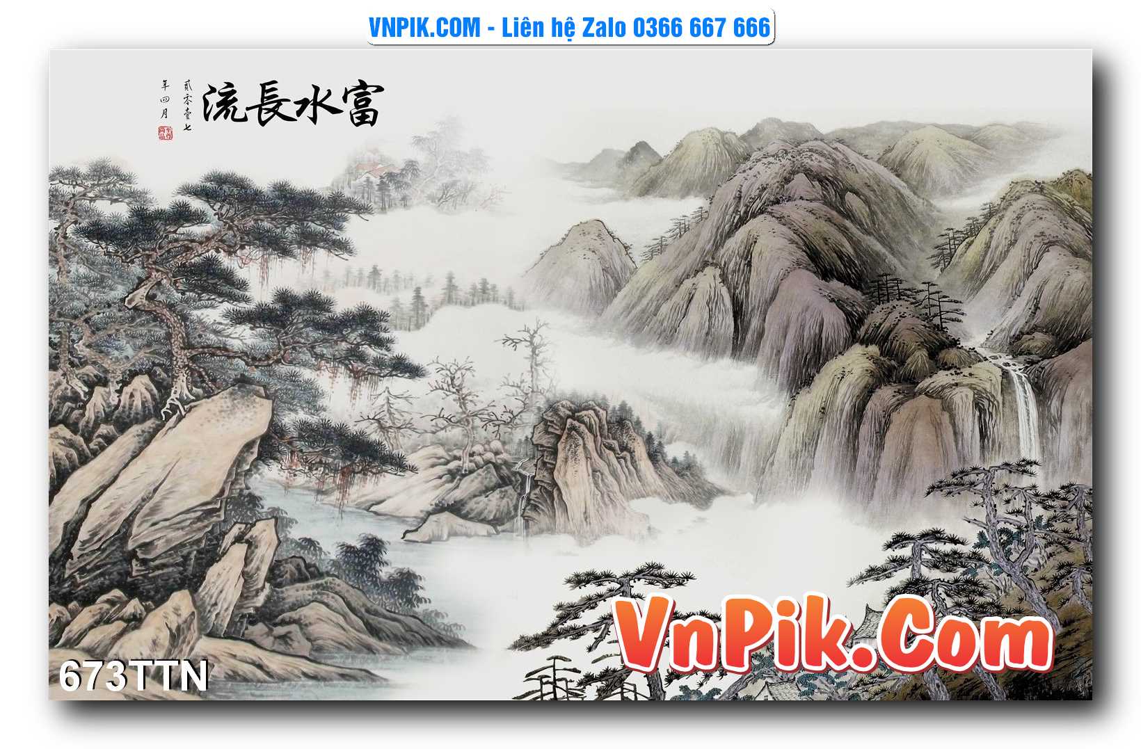 Tranh thác nước – Tranh phong thủy – Tranh treo tường mã 673TTN