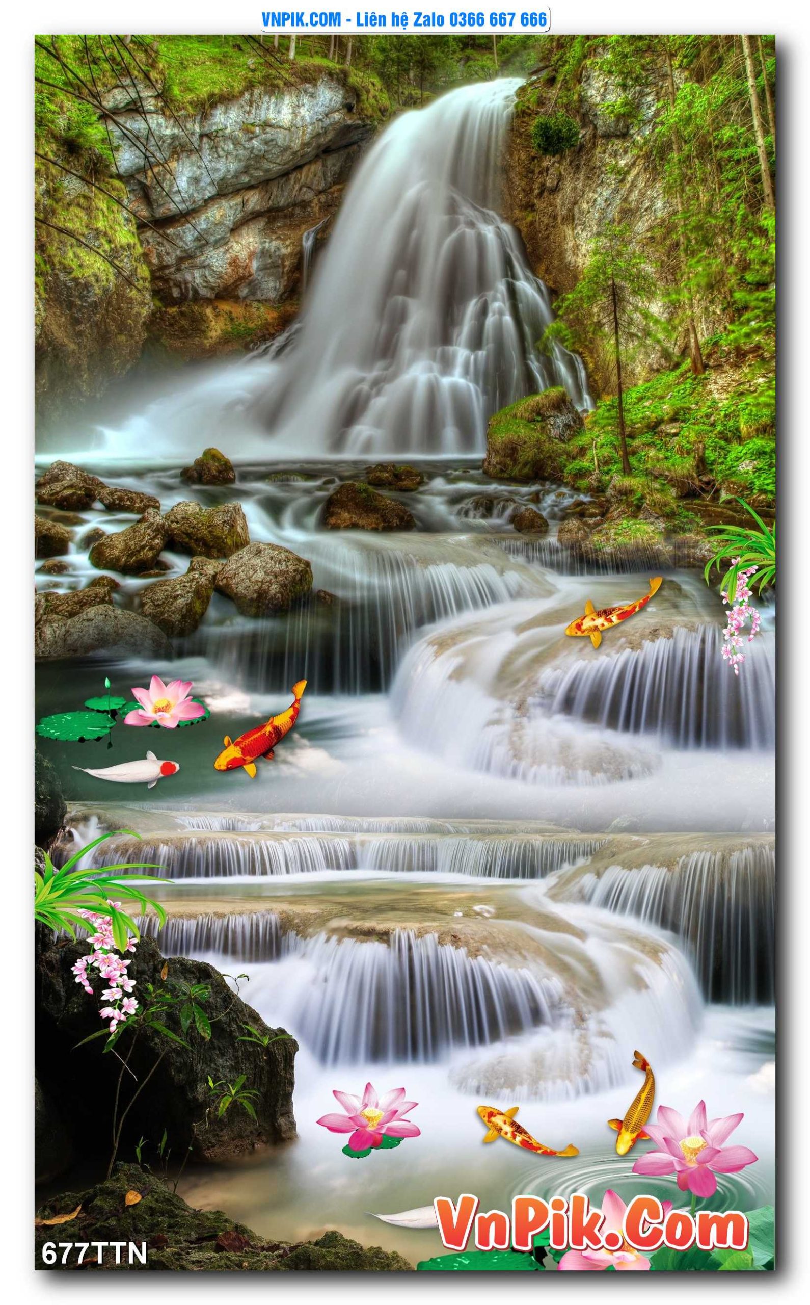 Tranh thác nước – Tranh phong thủy – Tranh treo tường mã 677TTN