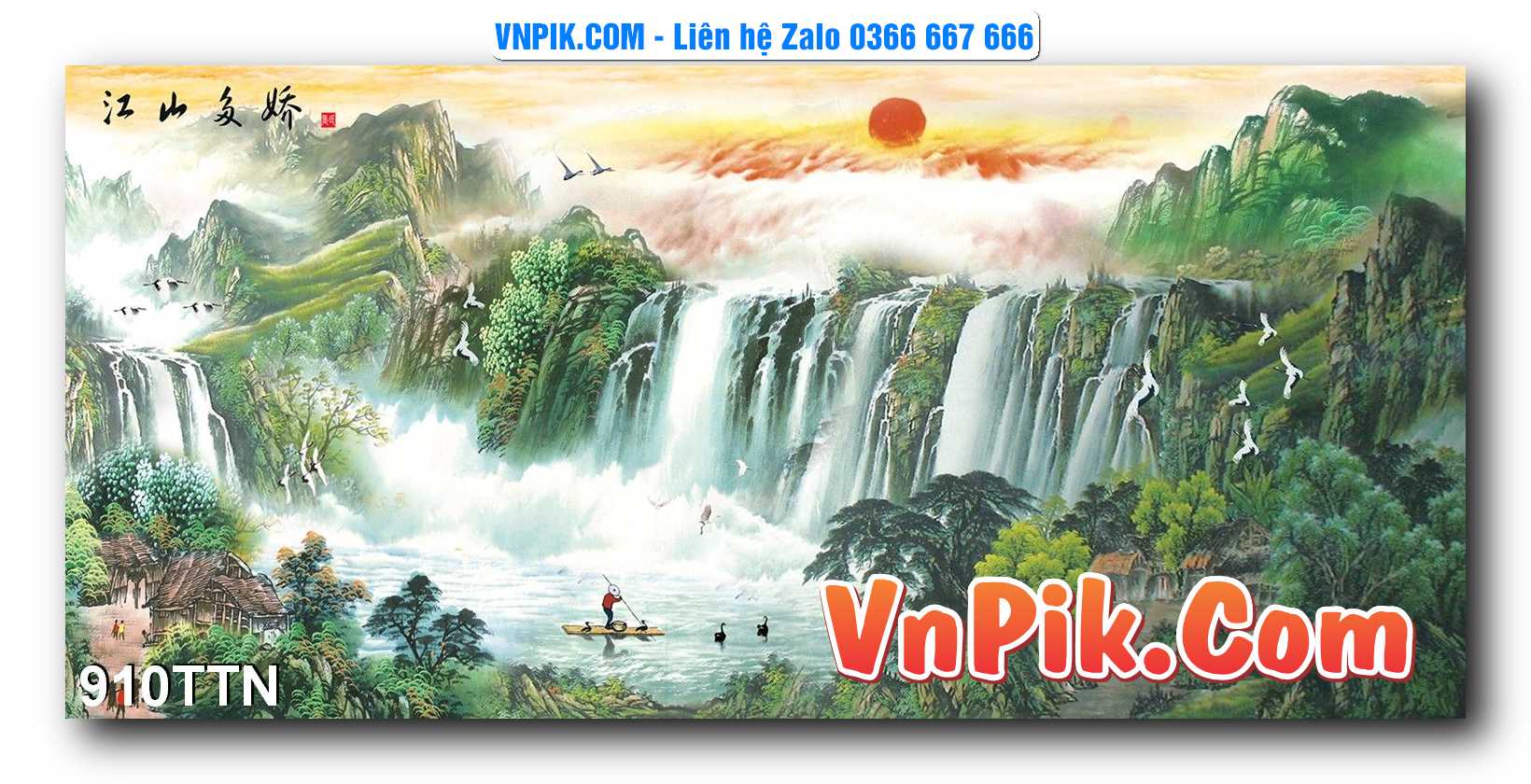 Tranh thác nước – Tranh phong thủy – Tranh treo tường mã 910TTN