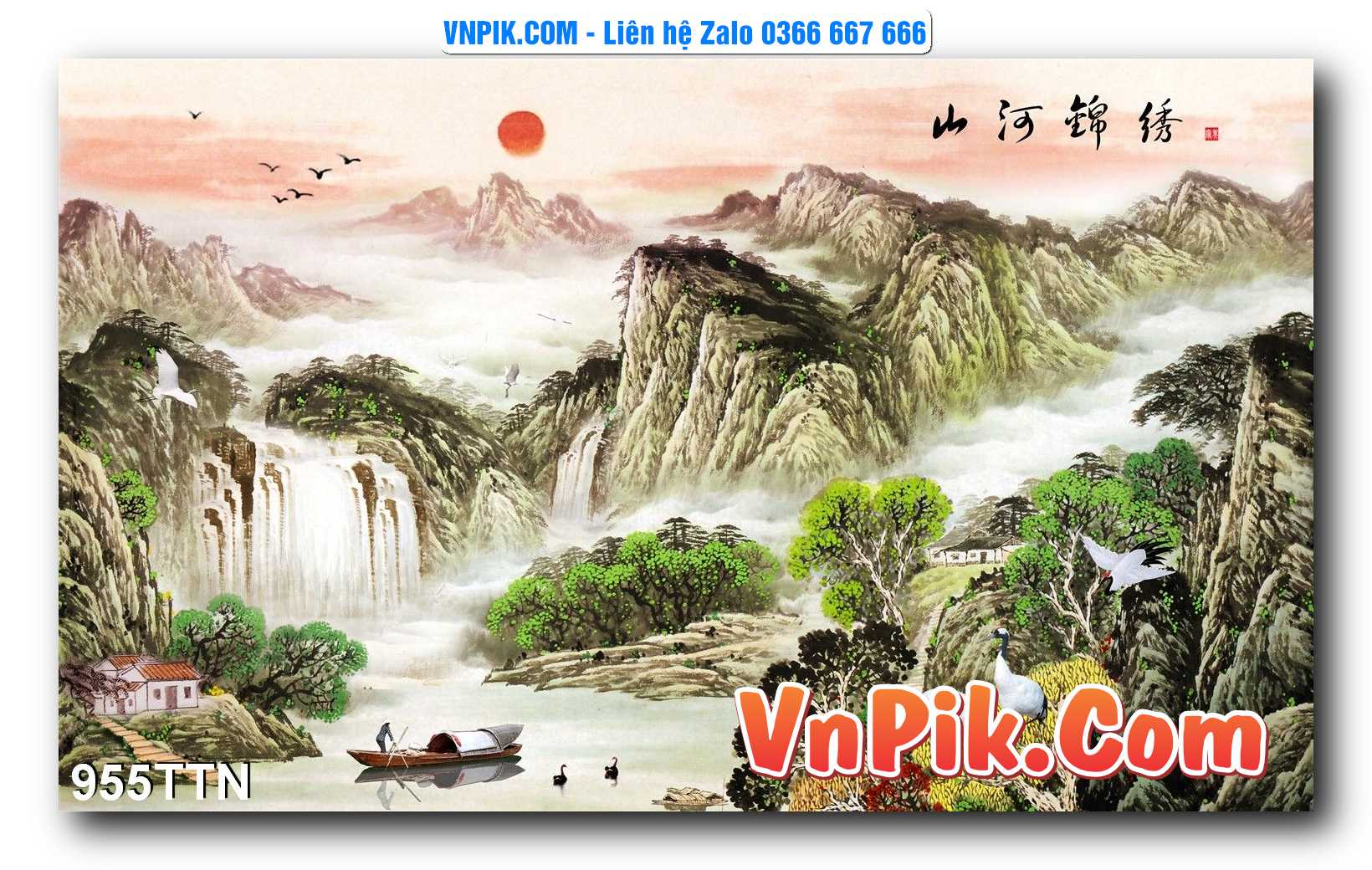 Tranh thác nước – Tranh phong thủy – Tranh treo tường mã 955TTN
