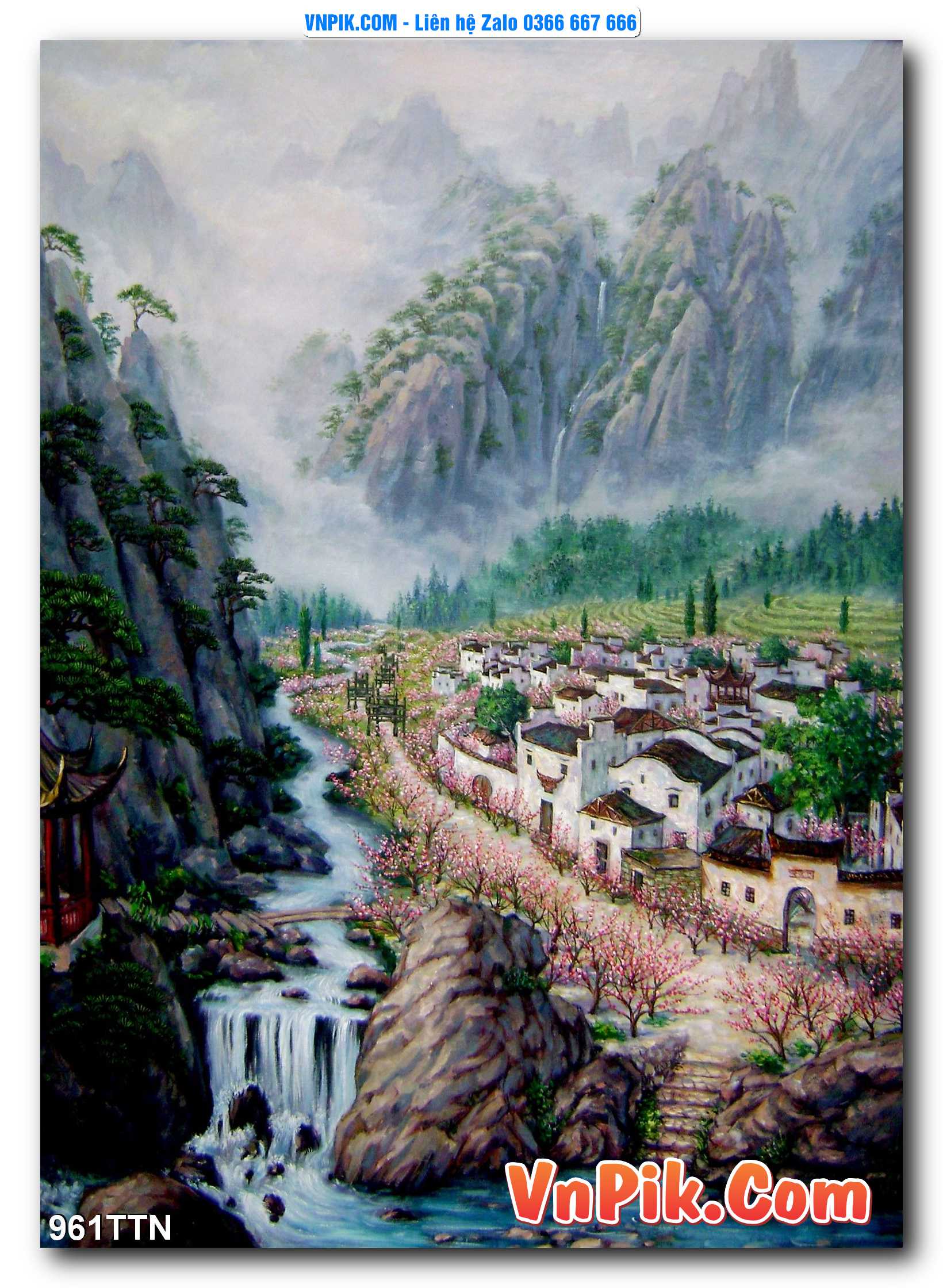 Tranh thác nước – Tranh phong thủy – Tranh treo tường mã 961TTN