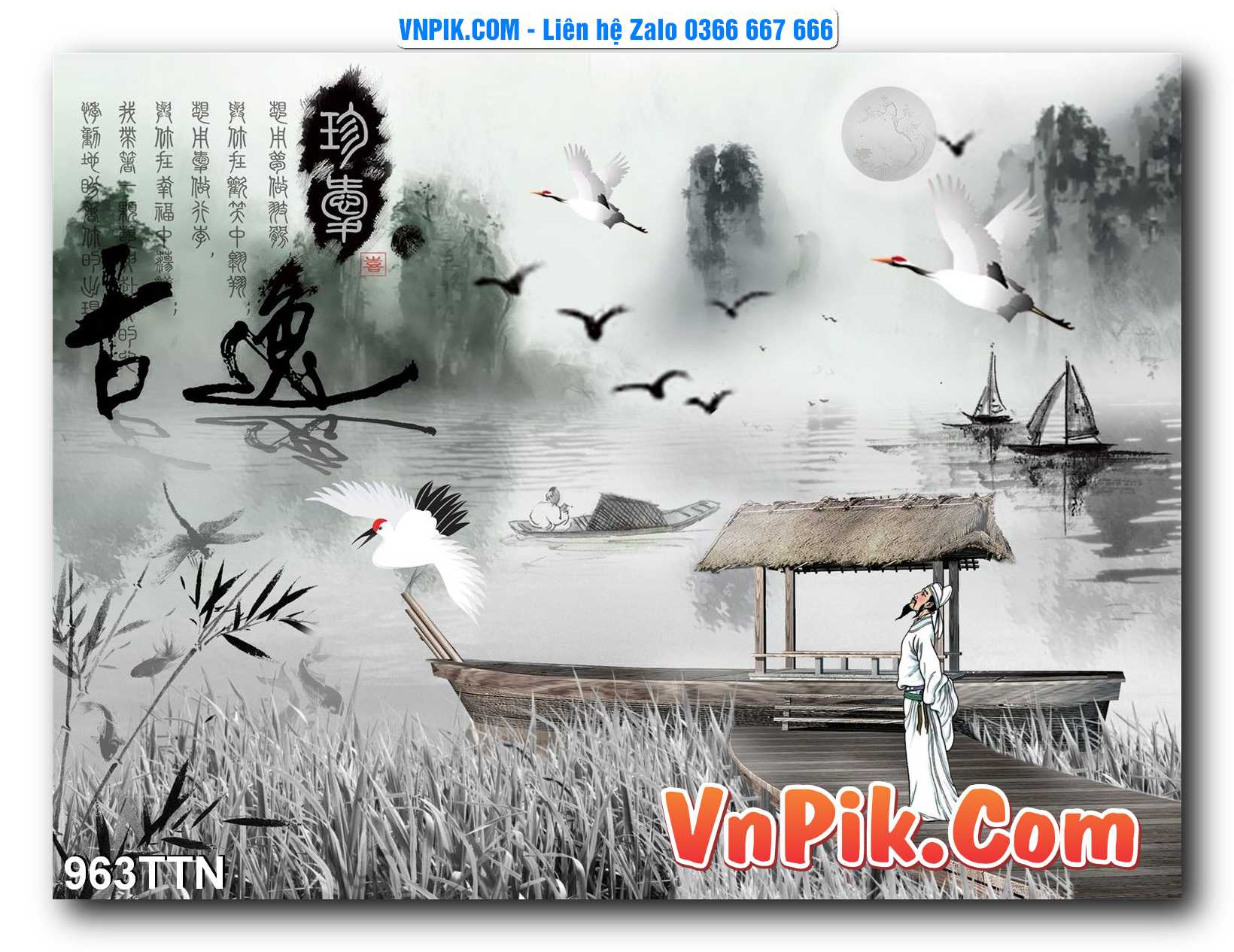 Tranh thác nước – Tranh phong thủy – Tranh treo tường mã 963TTN