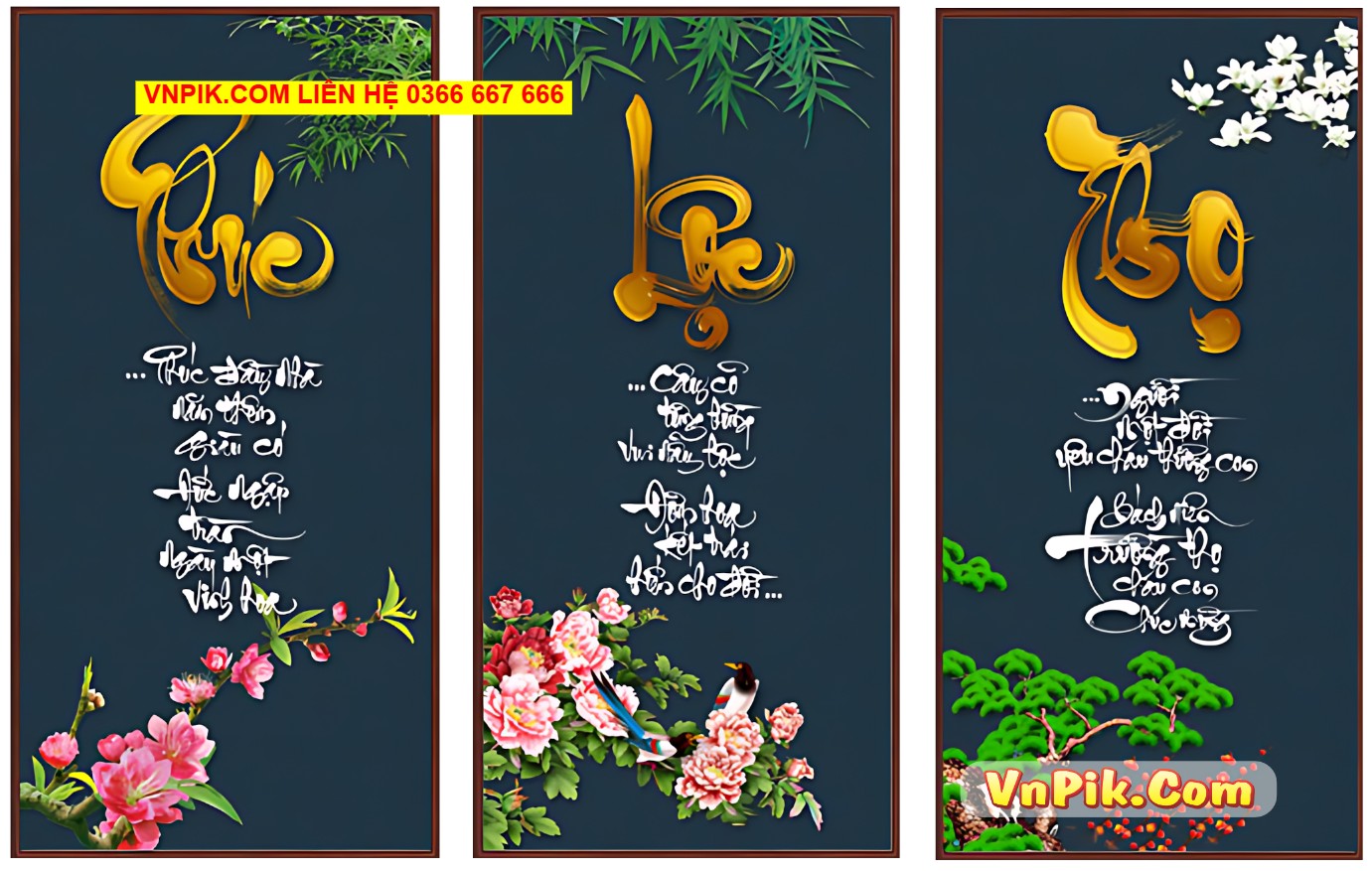 file psd tách lớp tranh tường Phúc lộc thọ #1