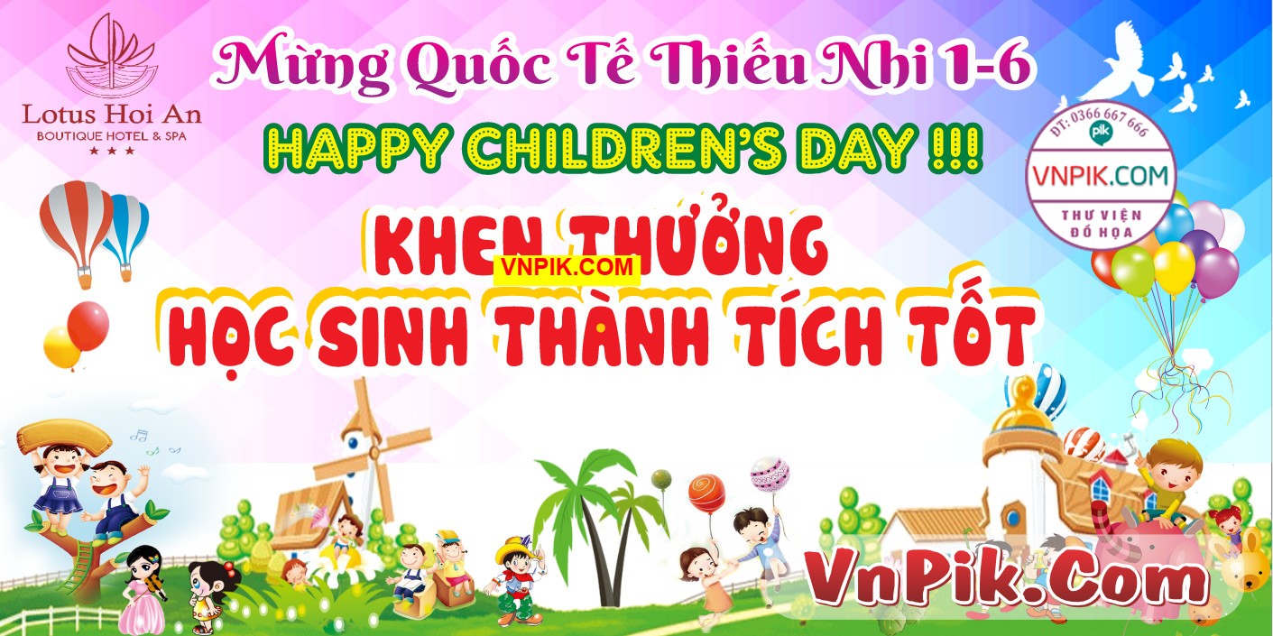 Mẫu phông nền tết thiếu nhi 1 tháng 6 – Happy Chilrdren’s Day – khen thưởng học sinh thành tích tích cực