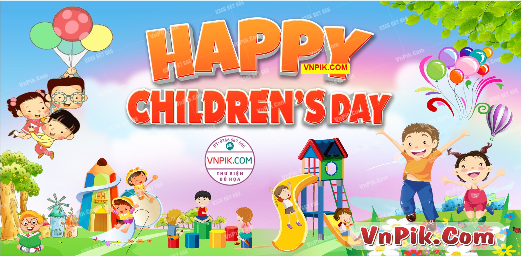 Mẫu phông nền tết thiếu nhi 1 tháng 6 – Happy Chilrdren’s Day