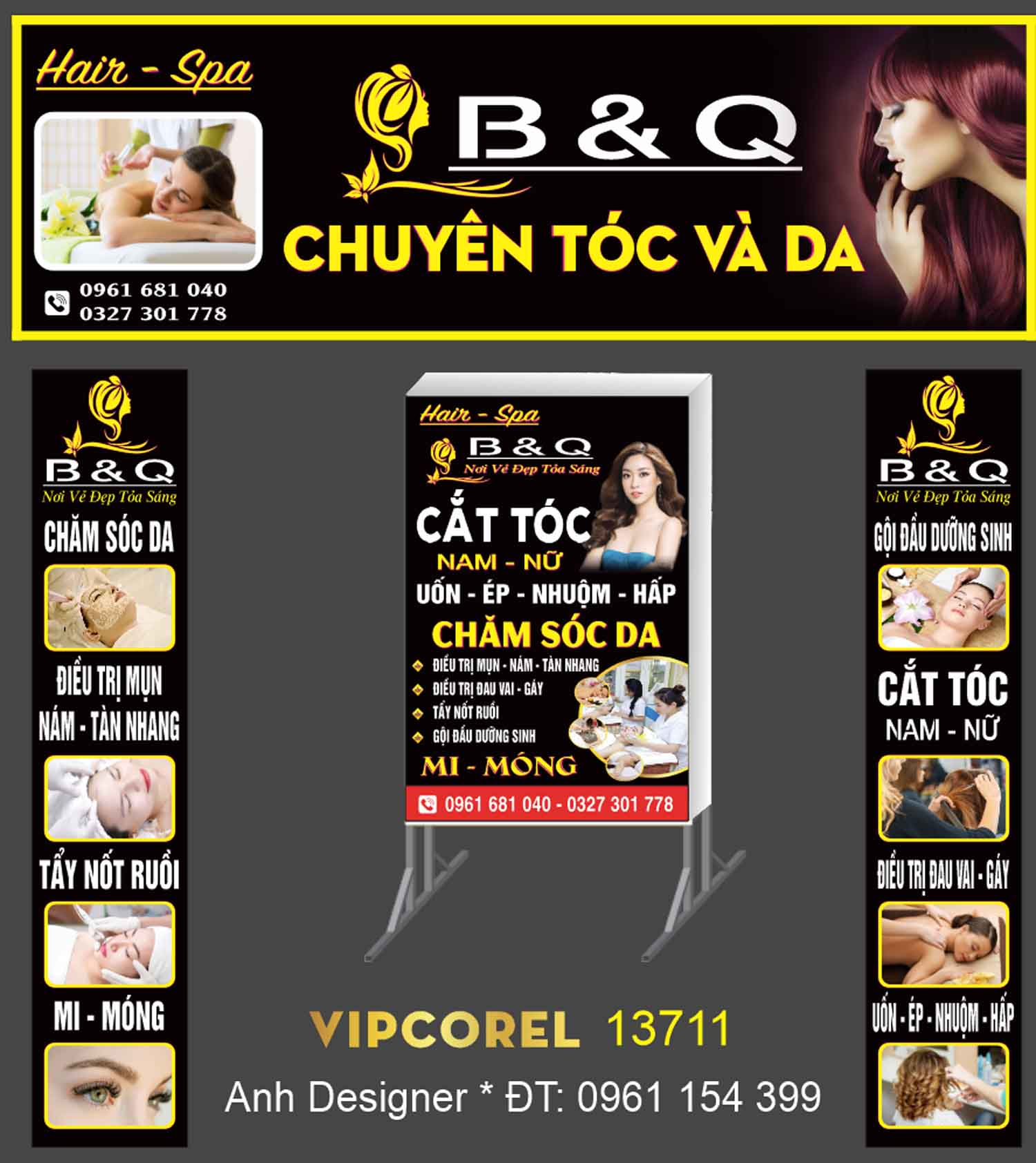 Biển quảng cáo Hair Spa B&Q chuyên tóc và da