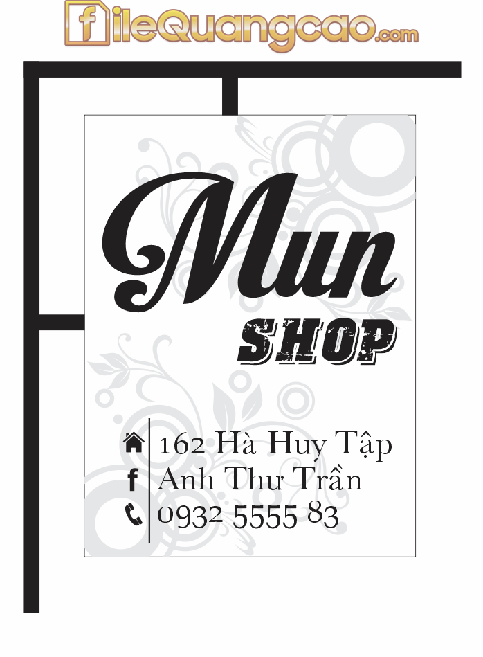 Market bảng hiệu Mun Shop – sỉ lẻ quần áo file CDR