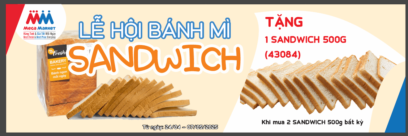 Decal Lễ hội bánh mì Sandwich trang trí siêu thị