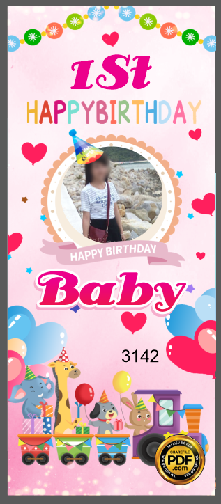 Market Standee 1st Happy Birthday baby file CorelDRAW