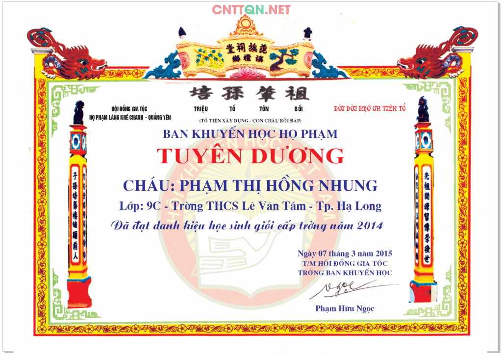 Ban khuyến học họ Phạm Tuyên Dương CorelDRAW