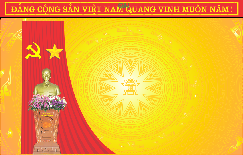 Phông nền vàng hội trường + tượng Bác file CDR