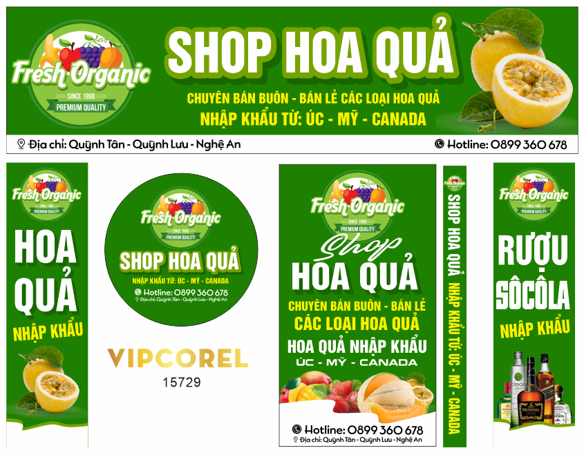 Biển quảng cáo Shop Hoa Quả Fresh Organic