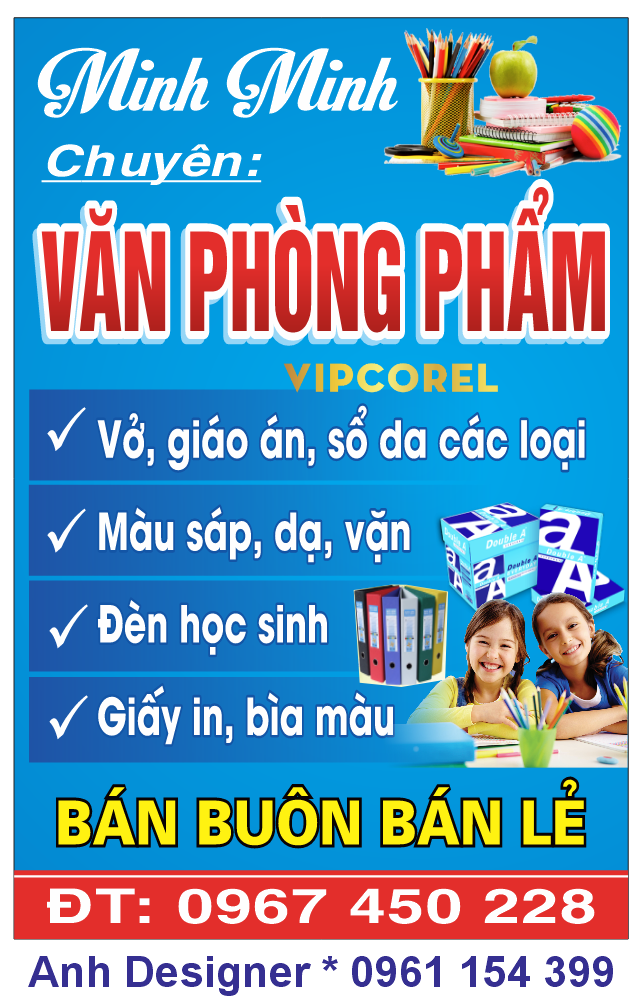 Biển vẫy văn phòng phẩm Minh Minh file corel