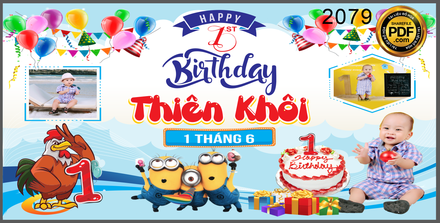 Market Happy birthday Thiên Khôi 1 tuổi file CDR