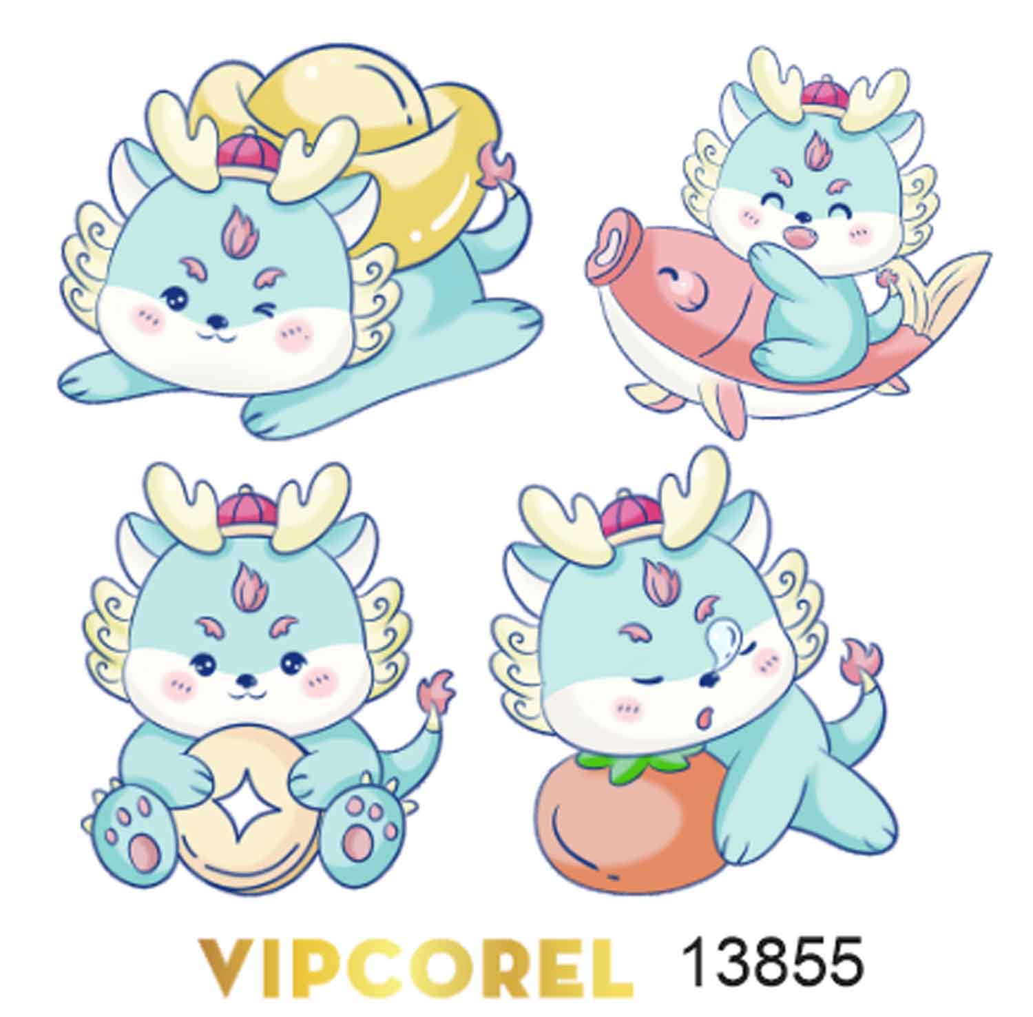 Chibi hình con Rồng trang trí sinh nhật file corel