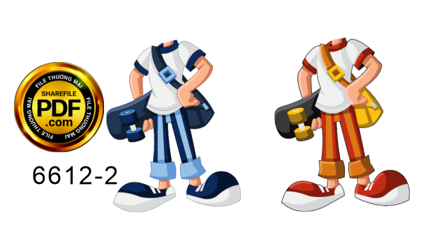 Chibi bé lướt ván trang trí sinh nhật file corel