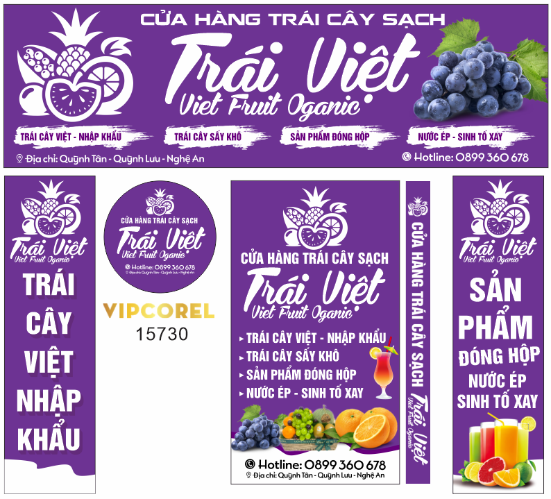 Biển quảng cáo cửa hàng trái cây sạch Trái Việt