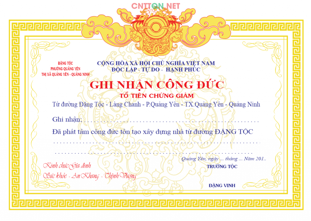 Ghi nhận công đức tổ tiên chứng giám file Corel