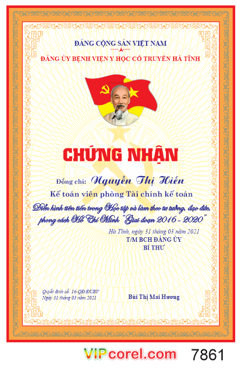 Giấy chứng nhận học tập phong cách Hồ Chí Minh