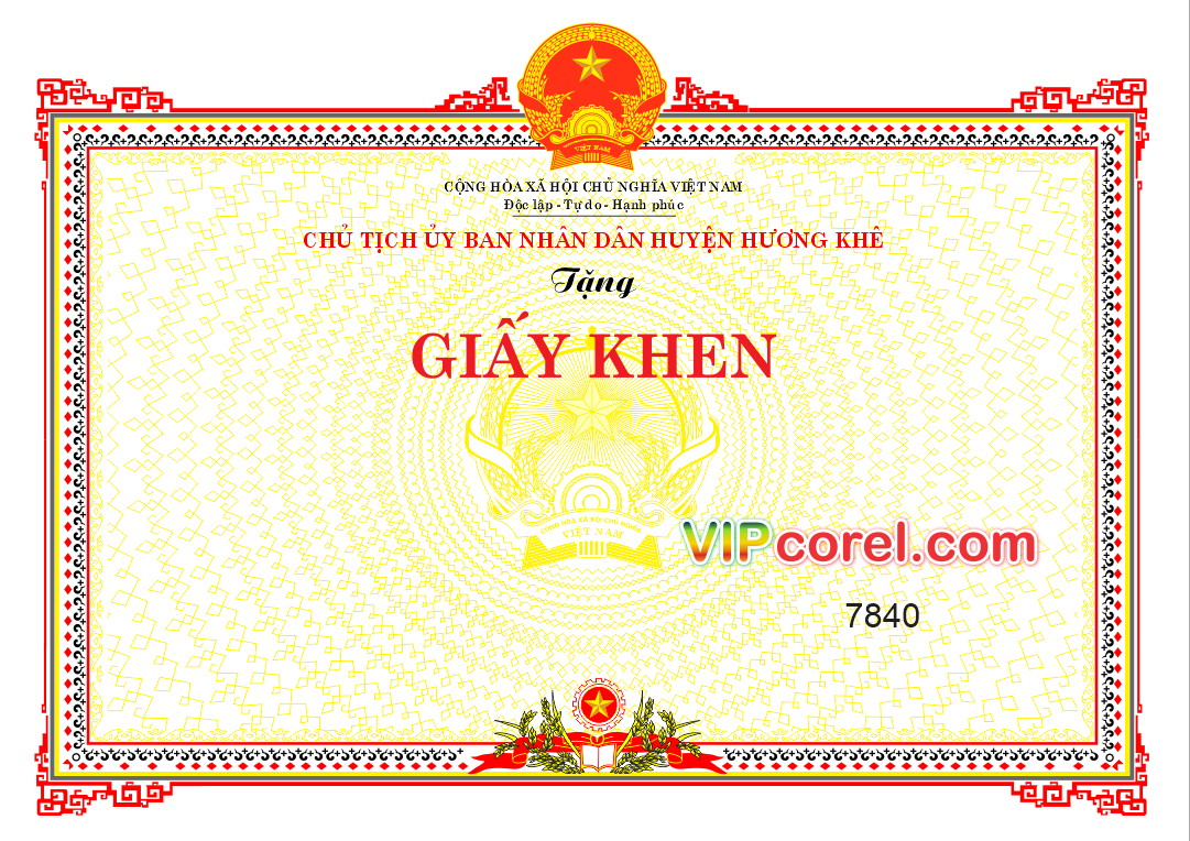 Giấy khen của ủy ban nhân dân huyện Hương Khê file corel