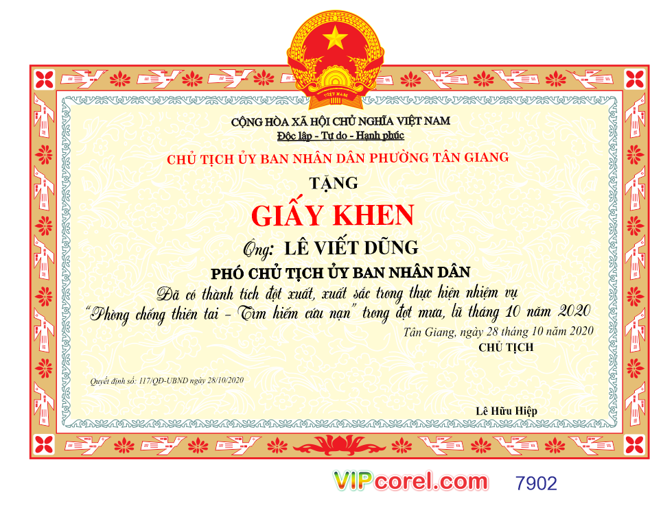 Giấy khen phong chống thiên tai – tìm kiếm cứu nạn