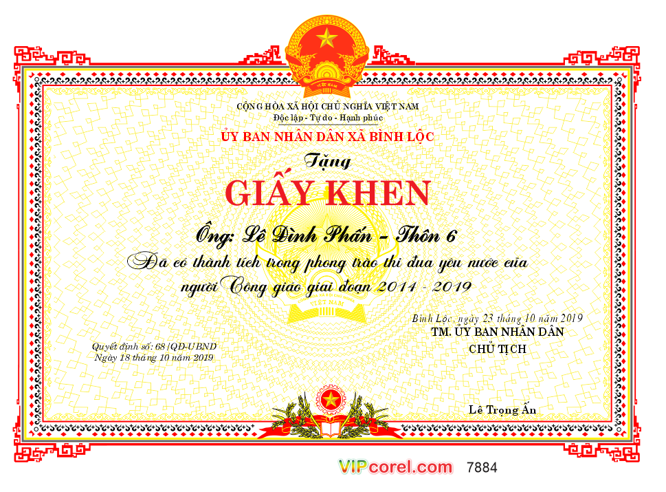 Giấy khen thi đua yêu nước của người công giáo