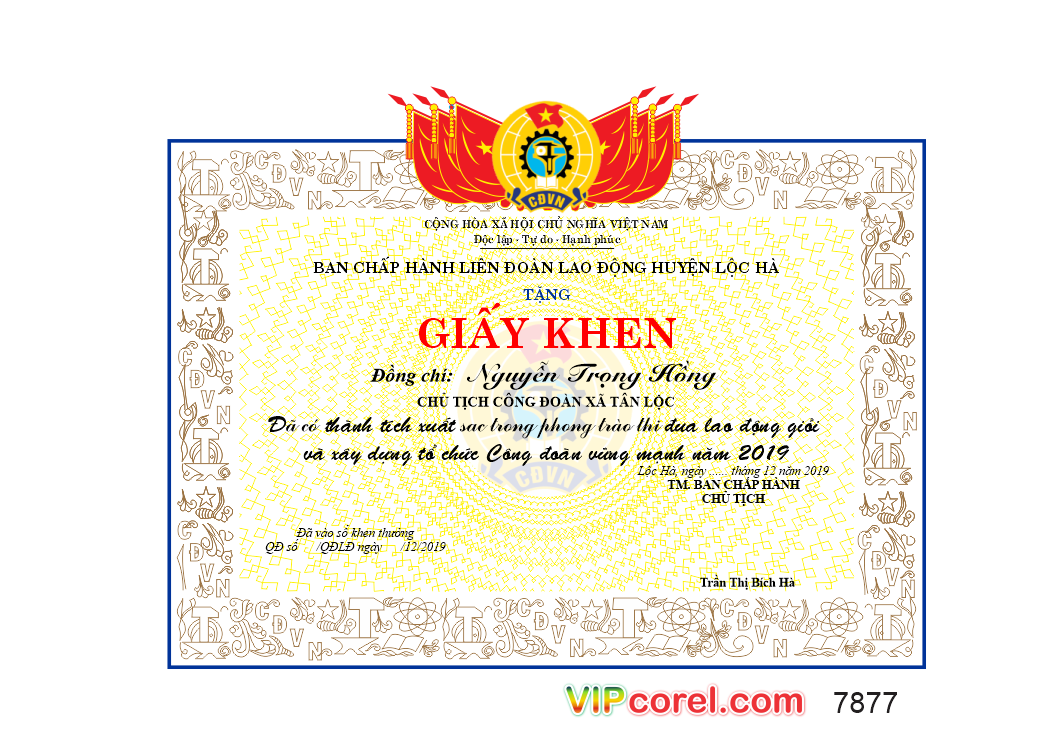 Giấy khen thi đua lao động giỏi file corel