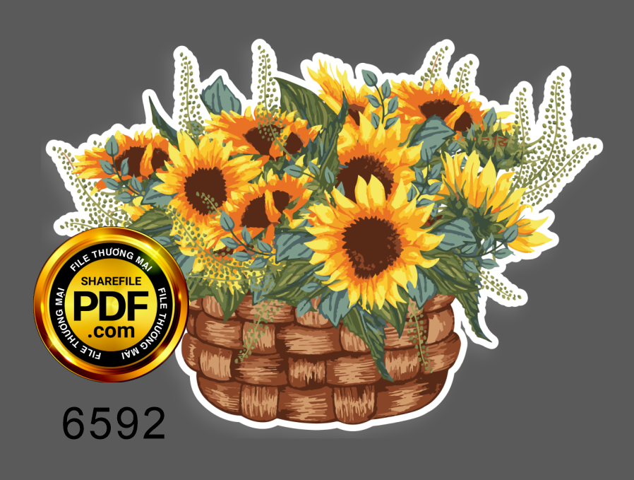 Giỏ hoa hướng dương trang trí sinh nhật file vector EPS