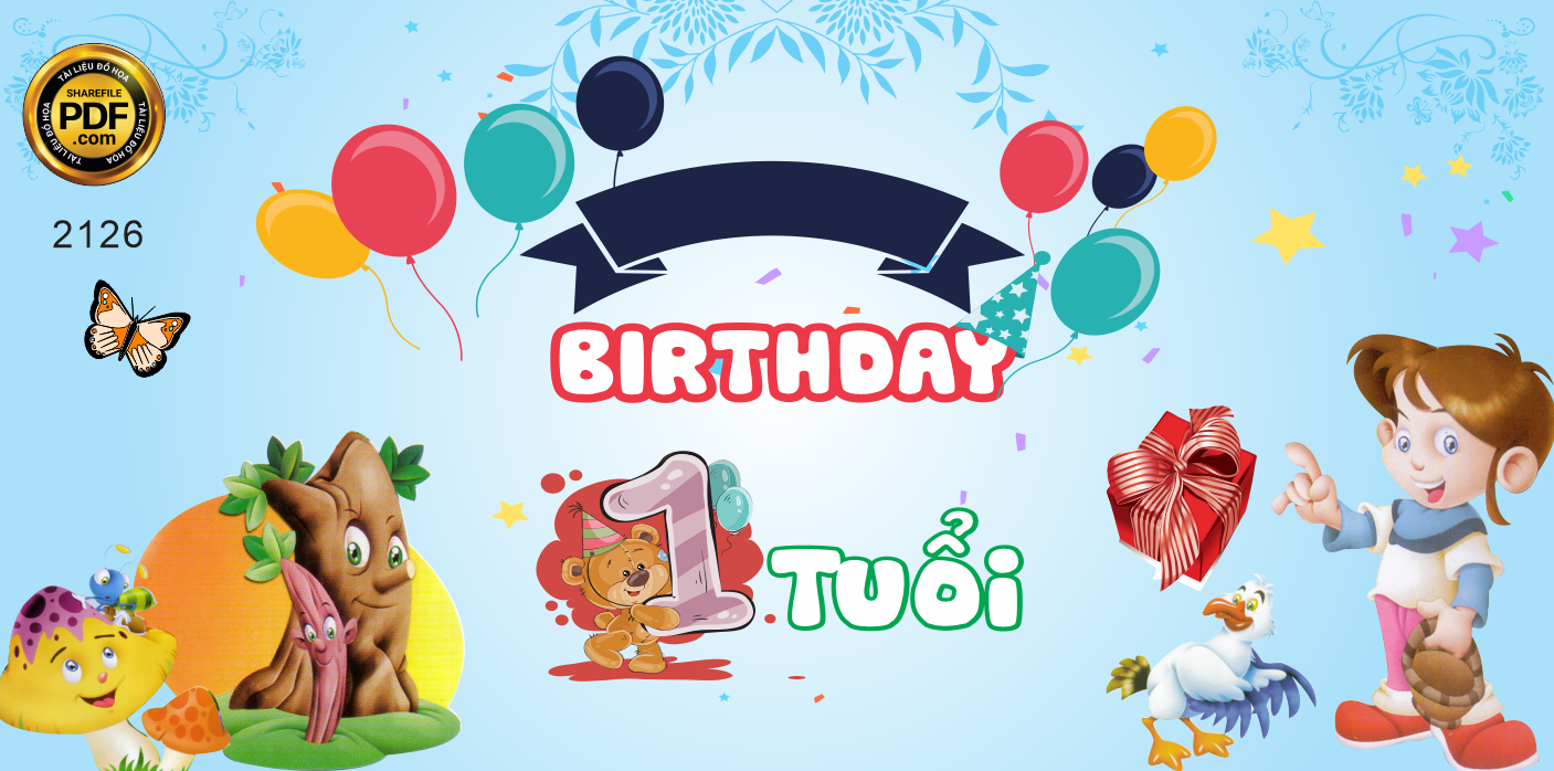 Market sinh nhật cho bé mừng 1 tuổi happy birthday