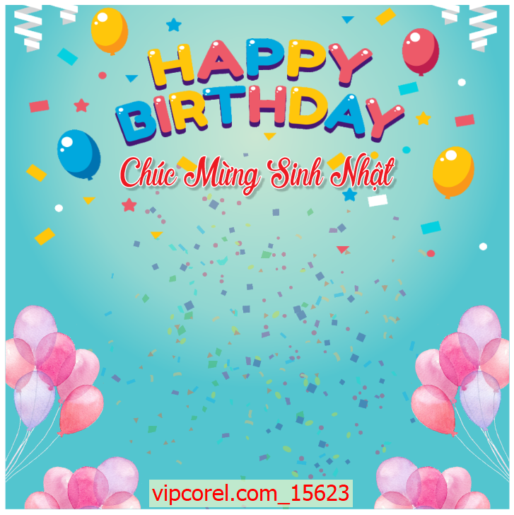 Background nền xanh chúc mừng sinh nhật file corel