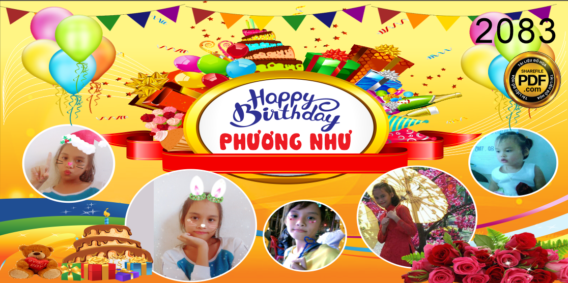 Market Happy Birthday Phương Như nền vàng file CorelDRAW x5