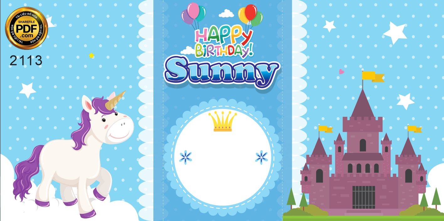 Market phông Happy Birthday Sunny tuổi ngựa #2 file CDR
