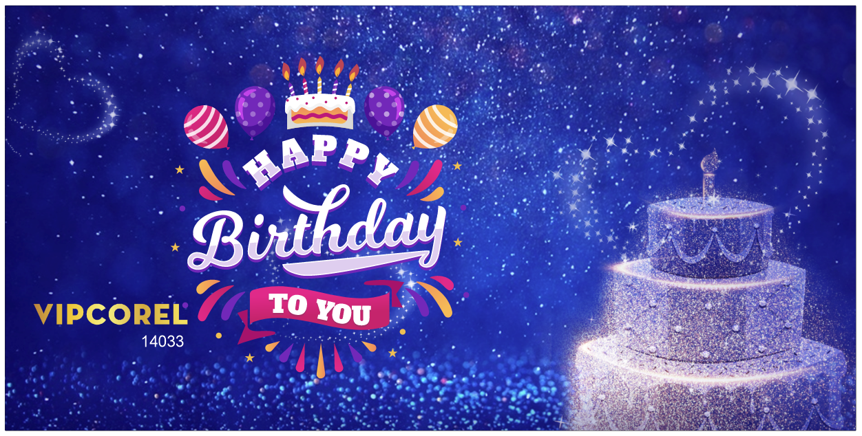 File corel sinh nhật Happy birthday tone blue