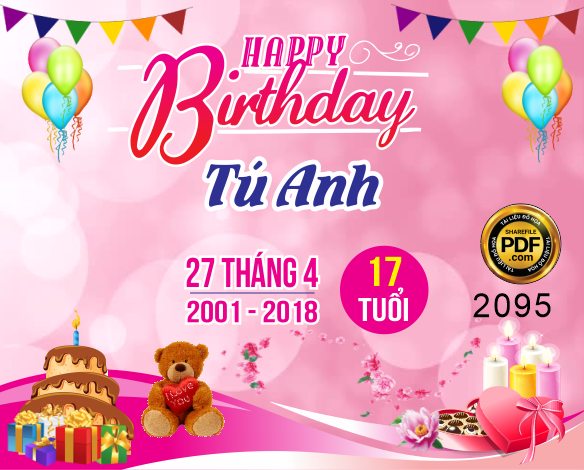 Market Happy Birthday Tú Anh 17 tuổi file Vector CorelDRAW