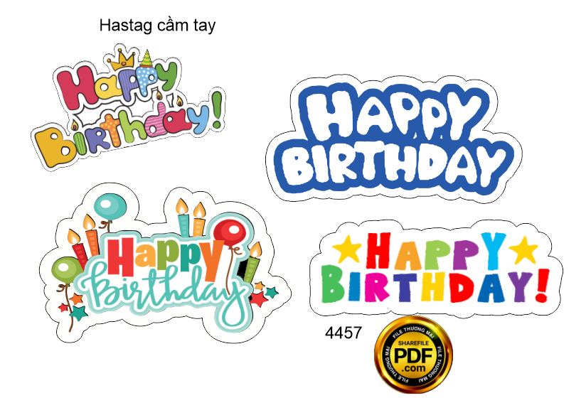 Hastag cầm tay Happy Birthday file corel