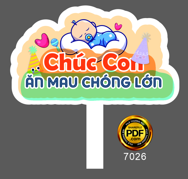 Hastag Chúc con ăn mau chóng lớn file corel